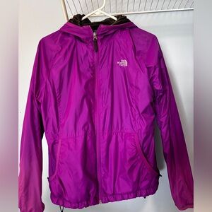 The North Face warm storm rain jacket purple and brown hooded size medium